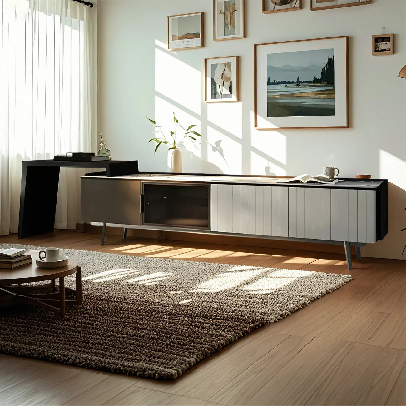 Mobile TV 71 Black Stone Side Extension Storage con cassetti