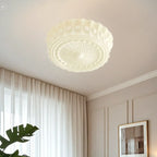 Plafonnier semi-encastré vintage rond en verre beige