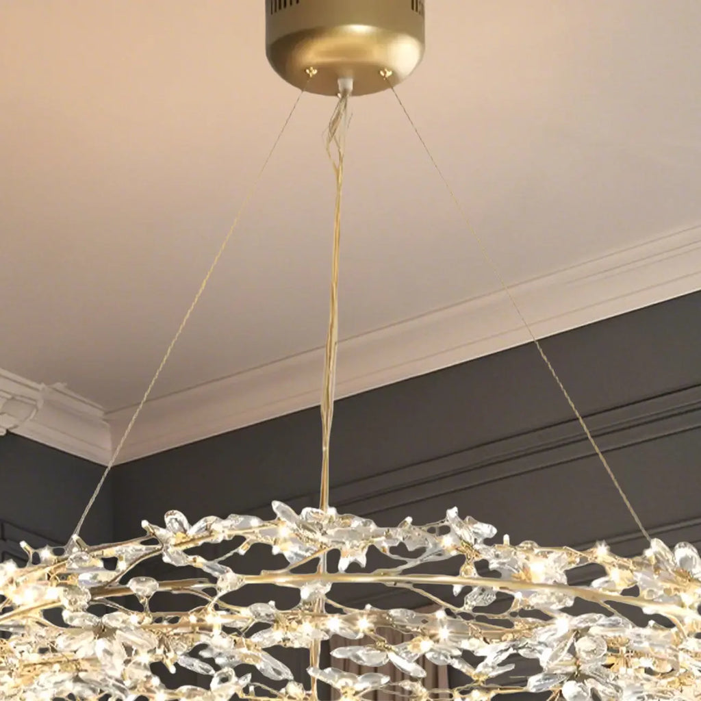Lustre moderne en cristal à branches, longueur ajustable