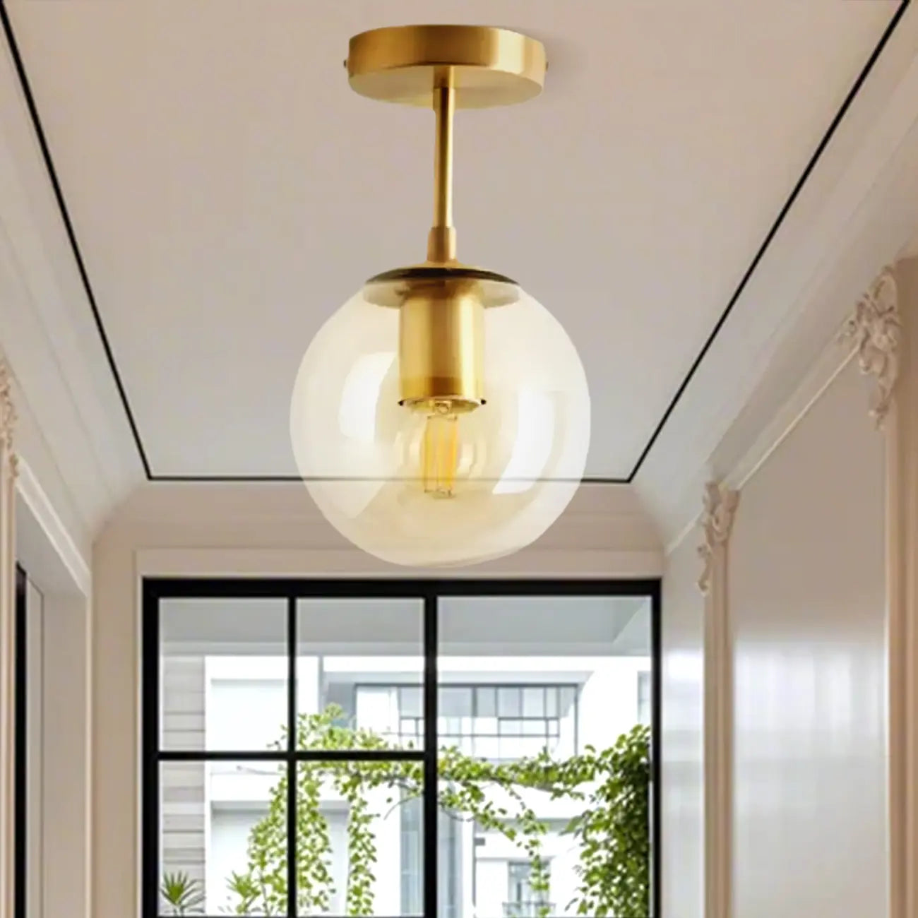 Plafonnier semi-encastré minimaliste en verre transparent globe