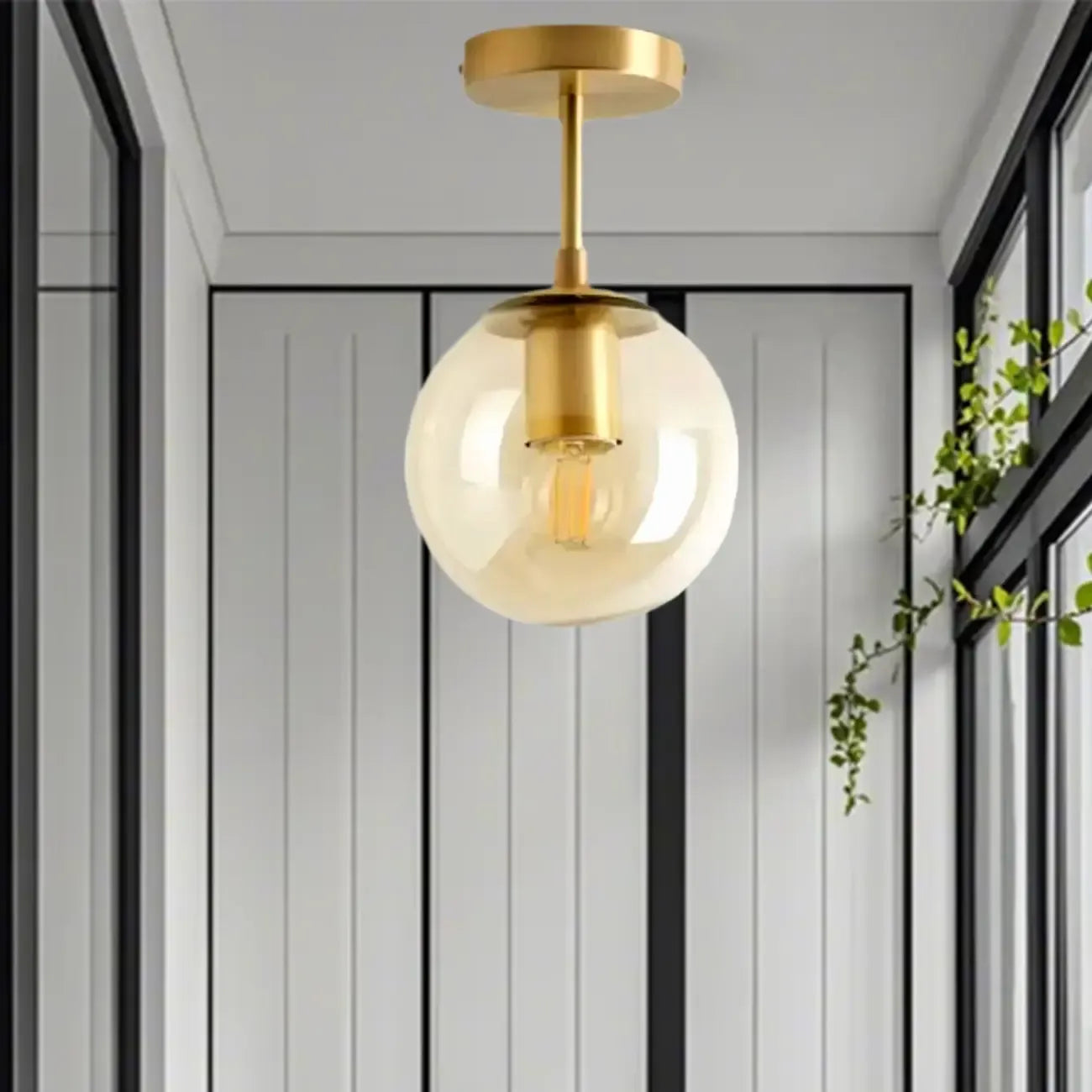 Plafonnier semi-encastré minimaliste en verre transparent globe