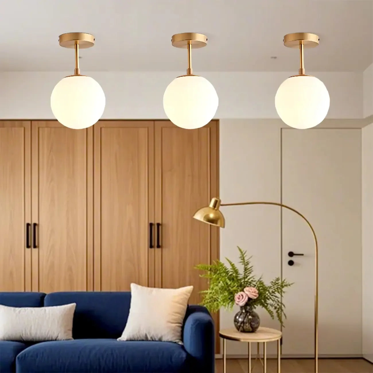 Plafonnier semi-encastré minimaliste en verre transparent globe