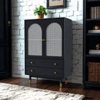 Meuble d'appoint moderne en bois massif beige avec 2 tiroirs