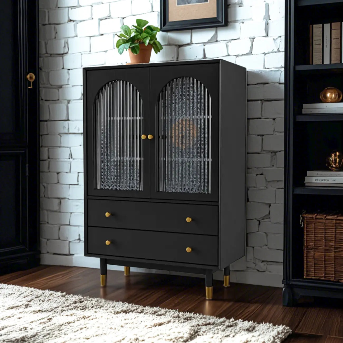 Meuble d'appoint moderne en bois massif beige avec 2 tiroirs