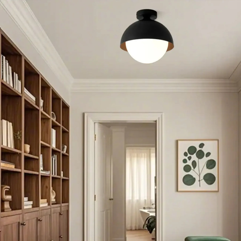 Plafonnier semi-encastré minimaliste à abat-jour mini dôme