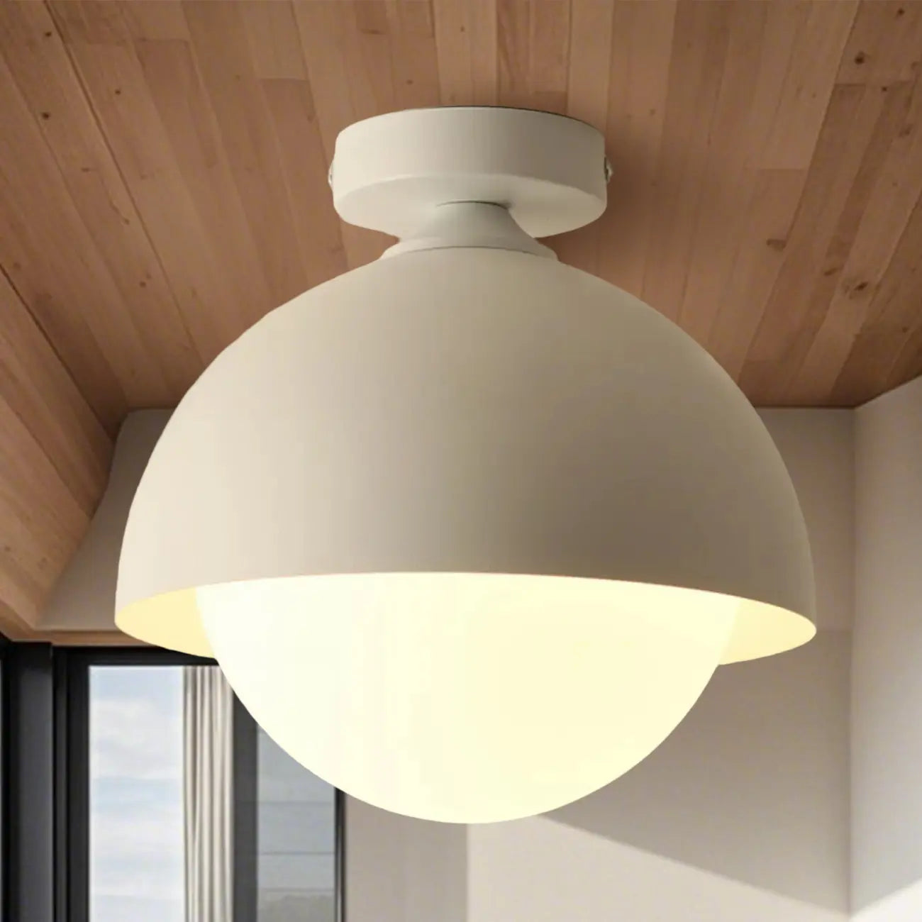 Plafonnier semi-encastré minimaliste à abat-jour mini dôme