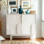 Meuble d'appoint minimaliste en bois blanc avec pieds droits