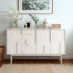Meuble d'appoint minimaliste en bois blanc avec pieds droits