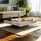 Table basse carrée blanche moderne et élégante avec piètement argenté