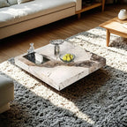 Table basse carrée blanche moderne et élégante avec piètement argenté