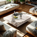 Table basse carrée blanche moderne et élégante avec piètement argenté