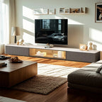 Mobile porta TV Long Stone 63 Champagne con gestione dei cavi
