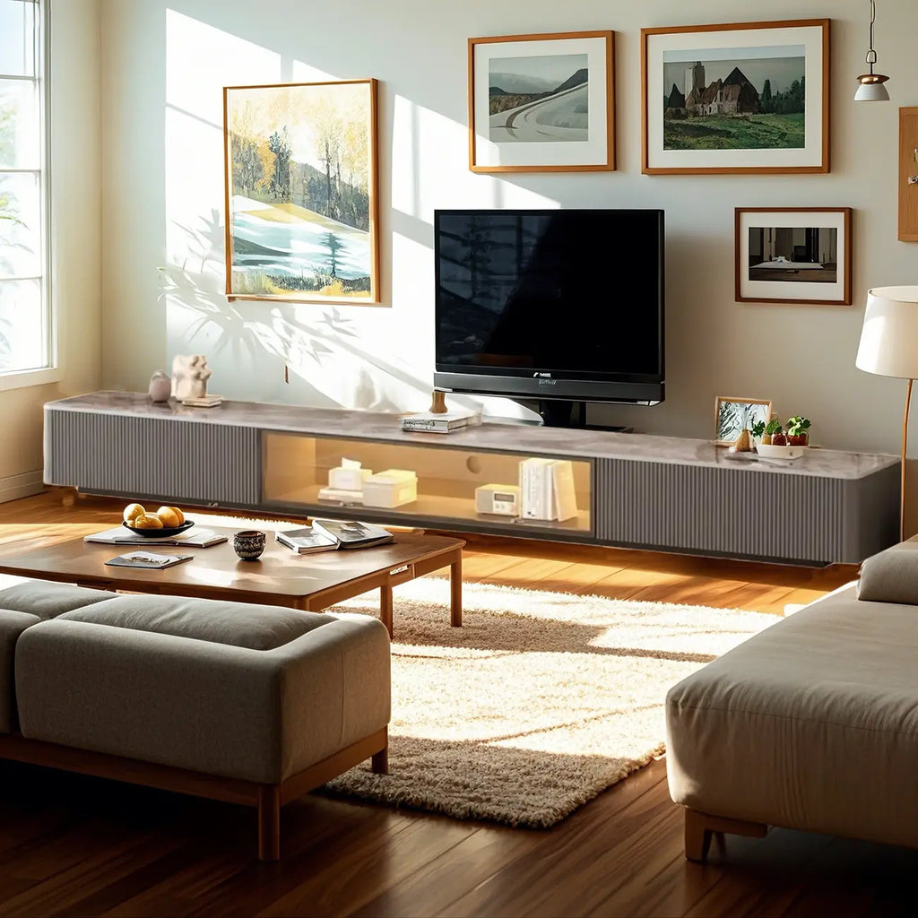 Mobile porta TV Long Stone 63 Champagne con gestione dei cavi