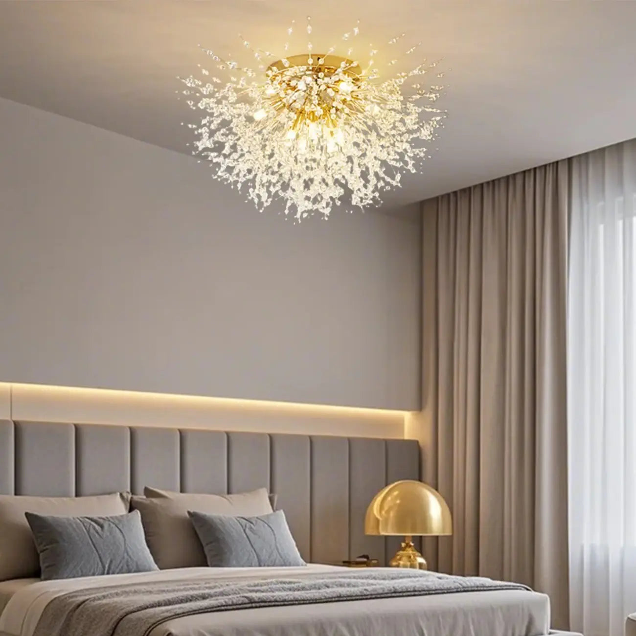Plafonnier semi-encastré Glamour Crystal Starburst Gold