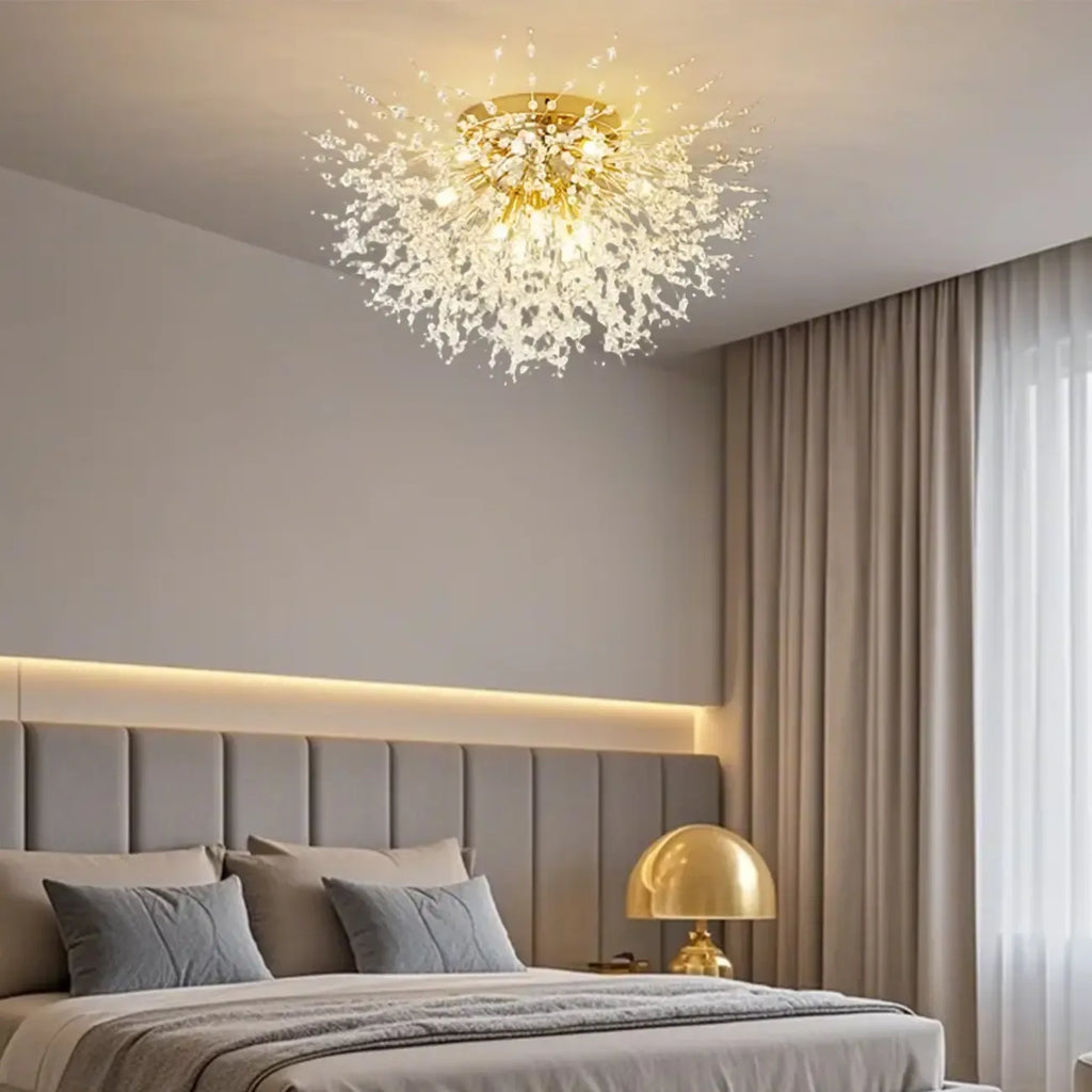 Plafonnier semi-encastré Glamour Crystal Starburst Gold