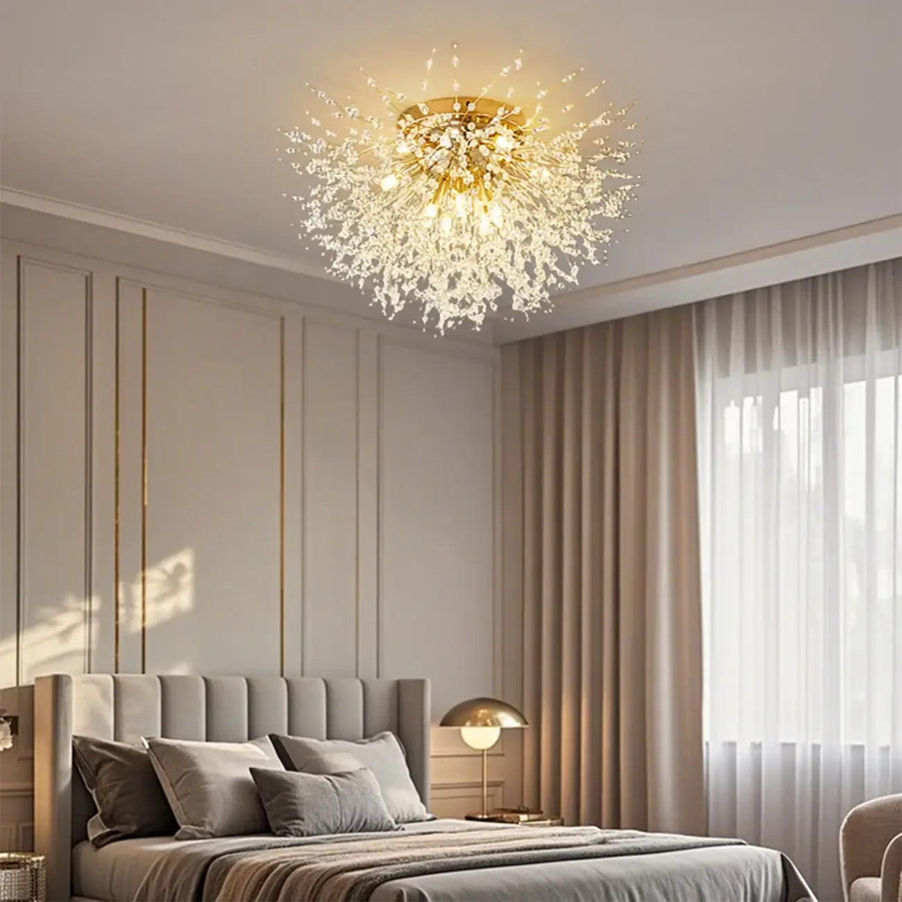 Plafonnier semi-encastré Glamour Crystal Starburst Gold