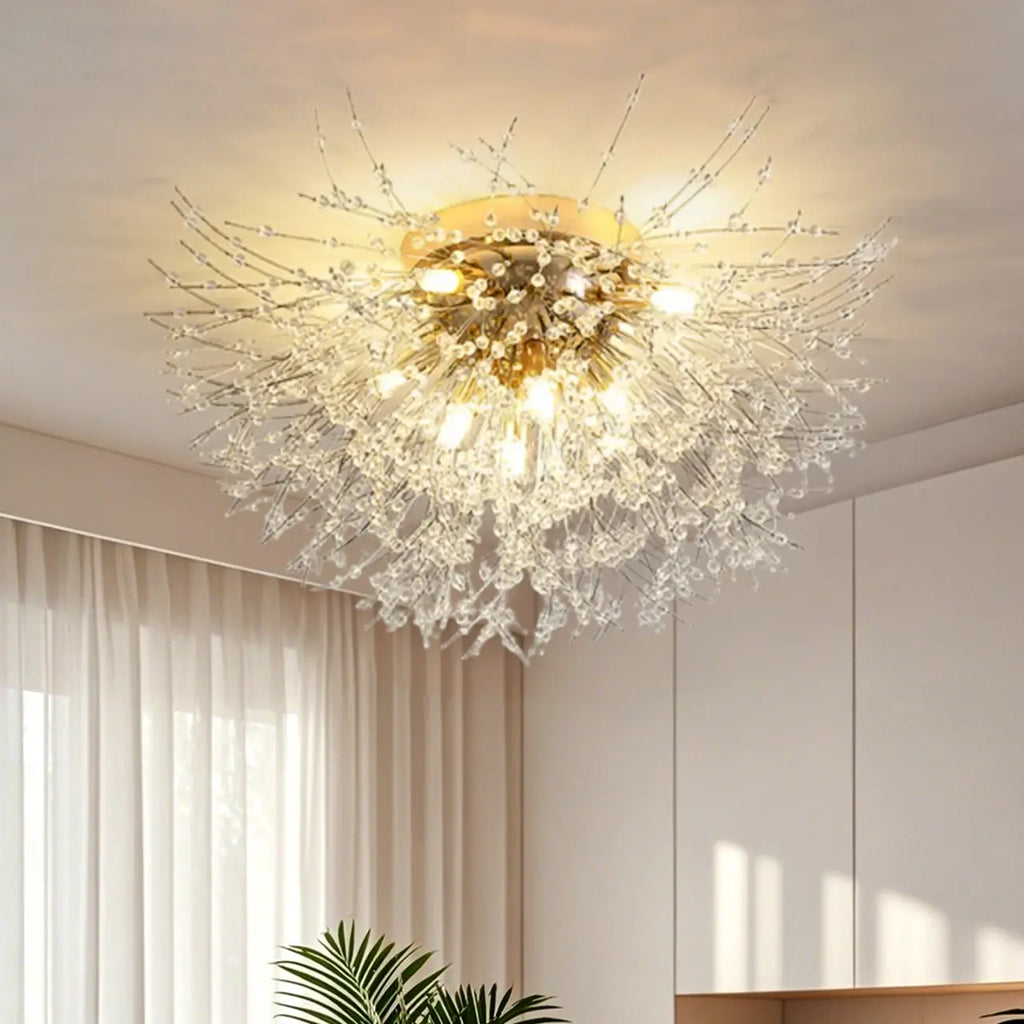Plafonnier semi-encastré Glamour Crystal Starburst Gold