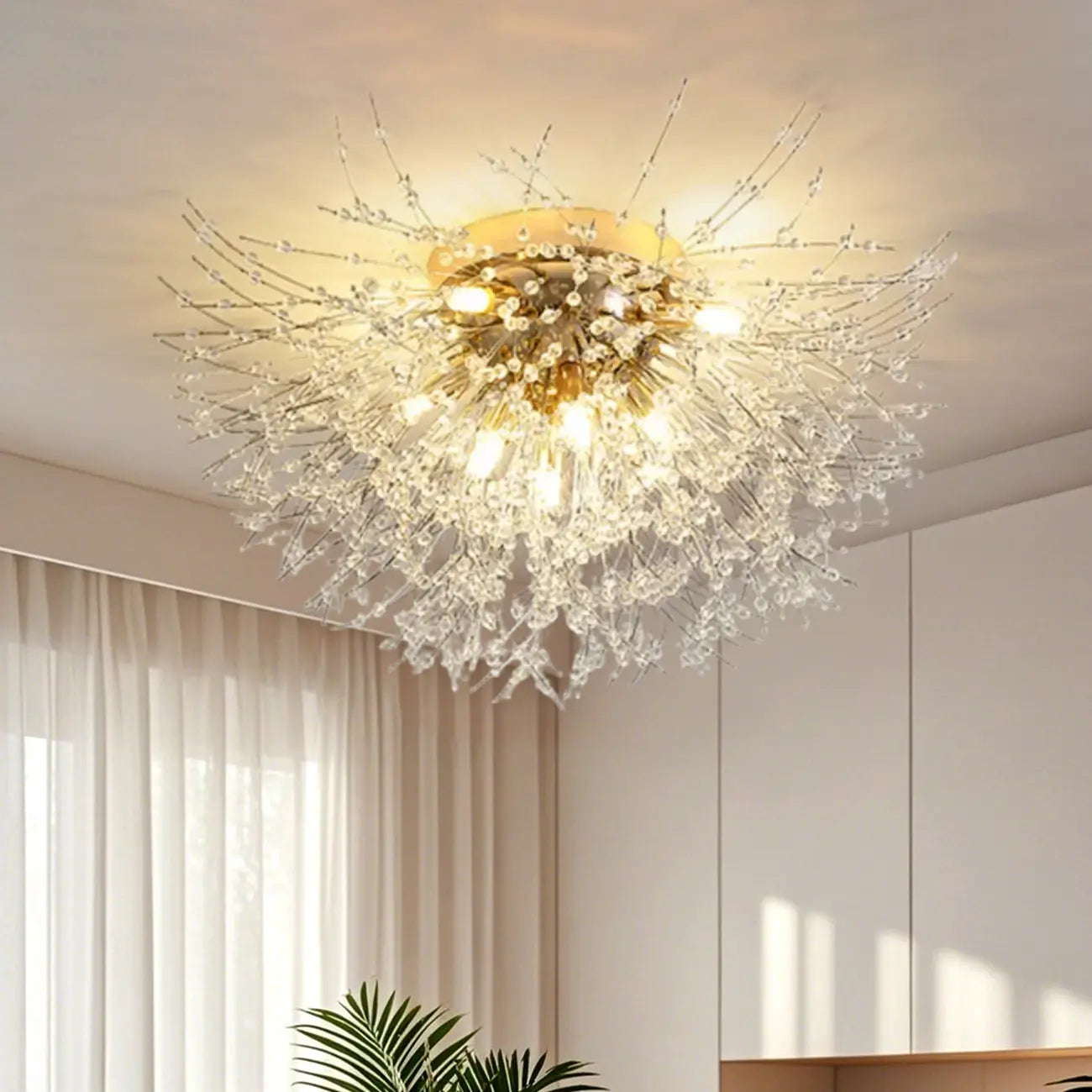 Plafonnier semi-encastré Glamour Crystal Starburst Gold