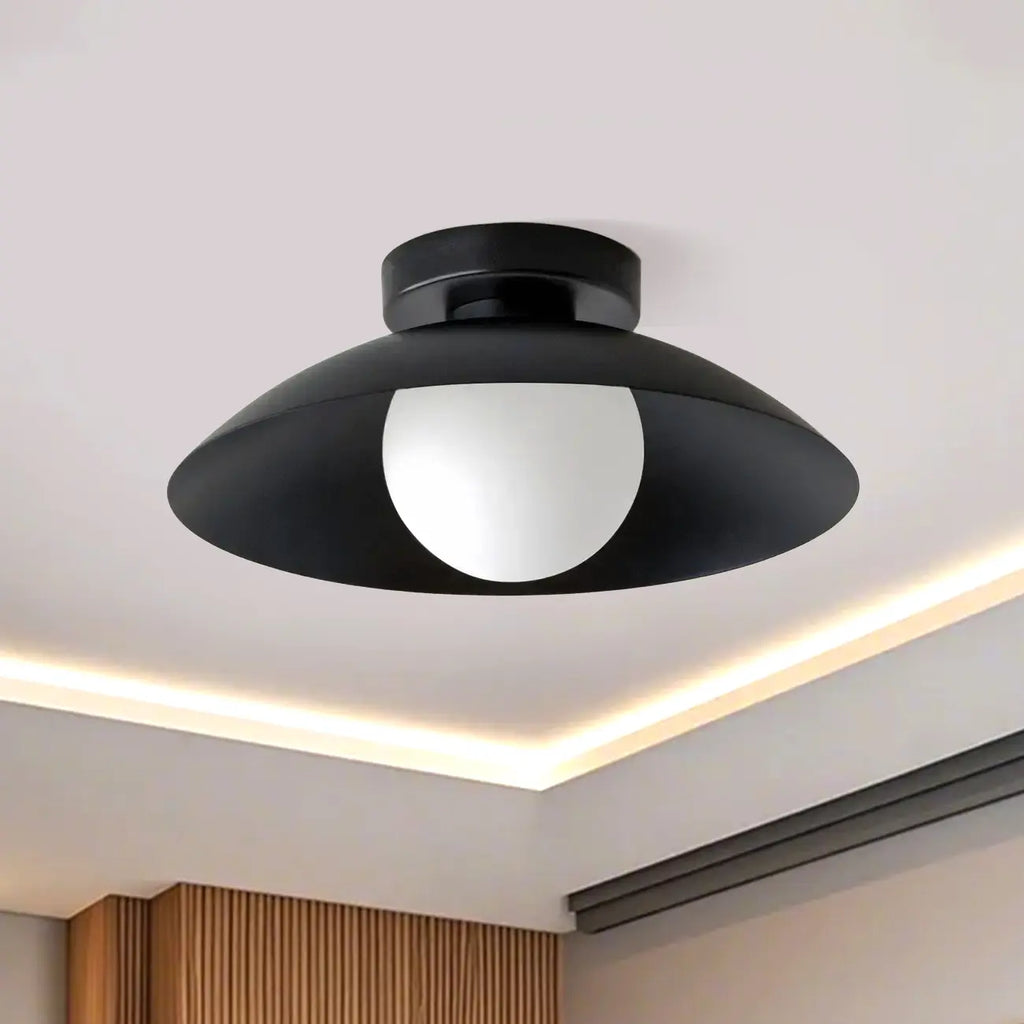Plafonnier semi-encastré moderne en métal beige, mini dôme