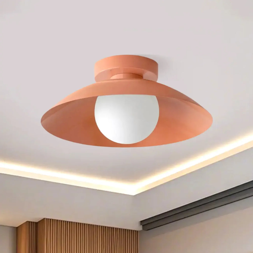 Plafonnier semi-encastré moderne en métal beige, mini dôme