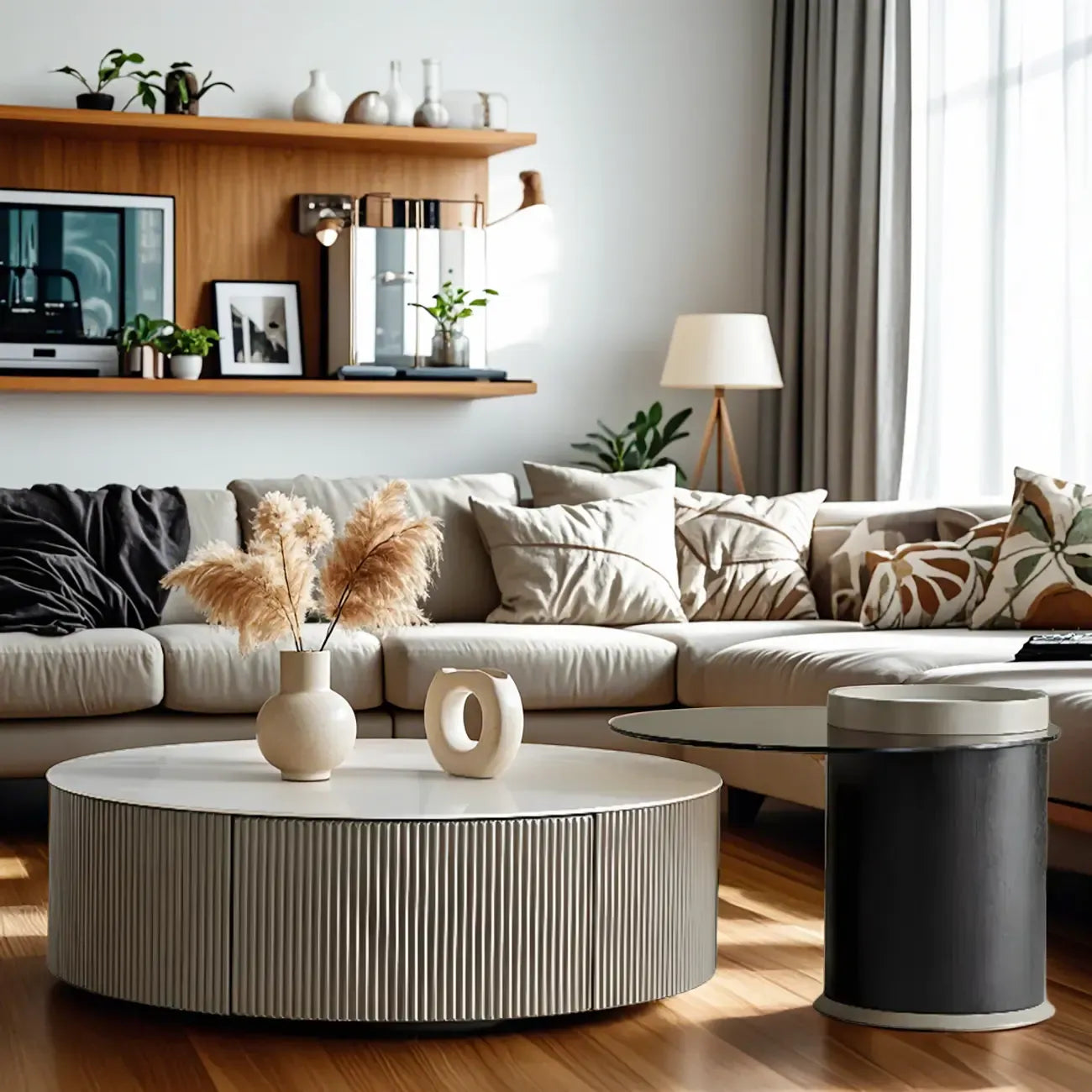 Table basse gigogne ronde en verre, moderne et élégante, disponible en 5 tailles