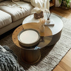Table basse gigogne ronde en verre, moderne et élégante, disponible en 5 tailles