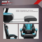 Chaise de jeu BOSSIN style racing, chaise de jeu grande taille supportant jusqu'à 136 kg (300 lbs), dossier haut, chaise d'ordinateur