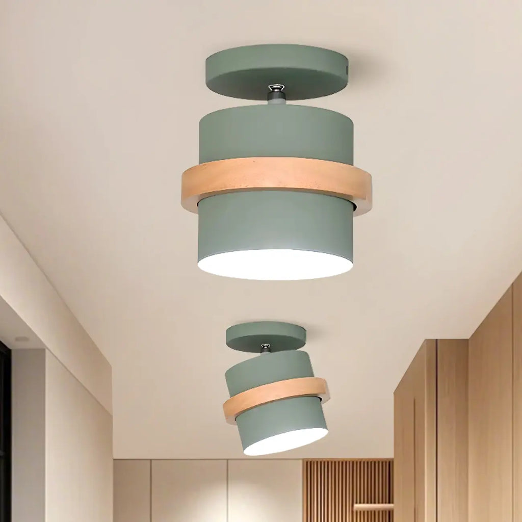 Plafonnier semi-encastré moderne cylindrique en fer vert
