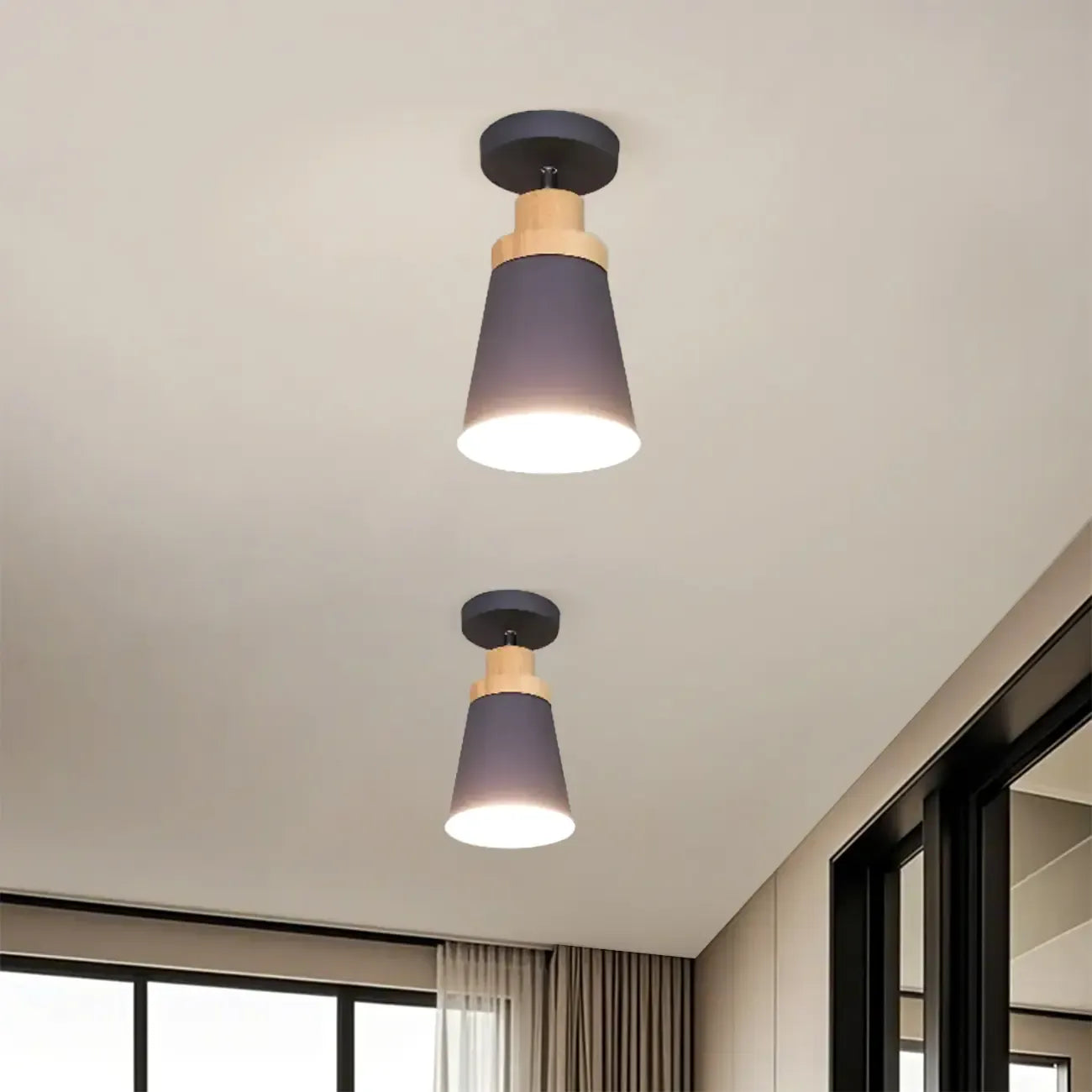 Plafonnier semi-encastré moderne cylindrique en fer vert