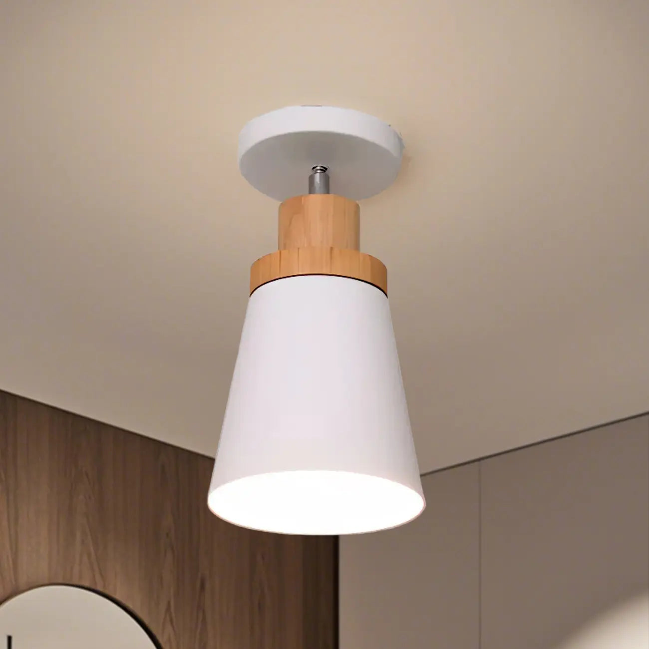 Plafonnier semi-encastré moderne cylindrique en fer vert