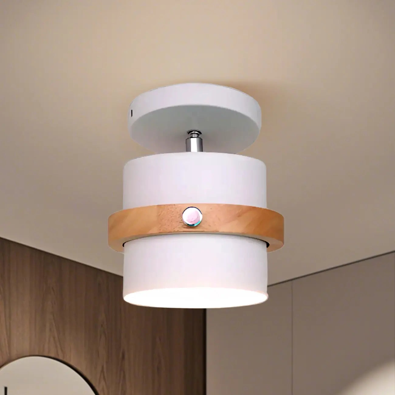 Plafonnier semi-encastré moderne cylindrique en fer vert
