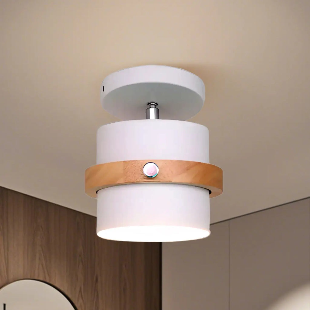 Plafonnier semi-encastré moderne cylindrique en fer vert