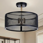 Plafonnier semi-encastré moderne cylindrique creux en métal noir