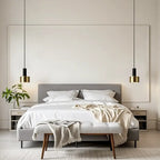 Suspension en métal noir et doré pour chevet avec long fil