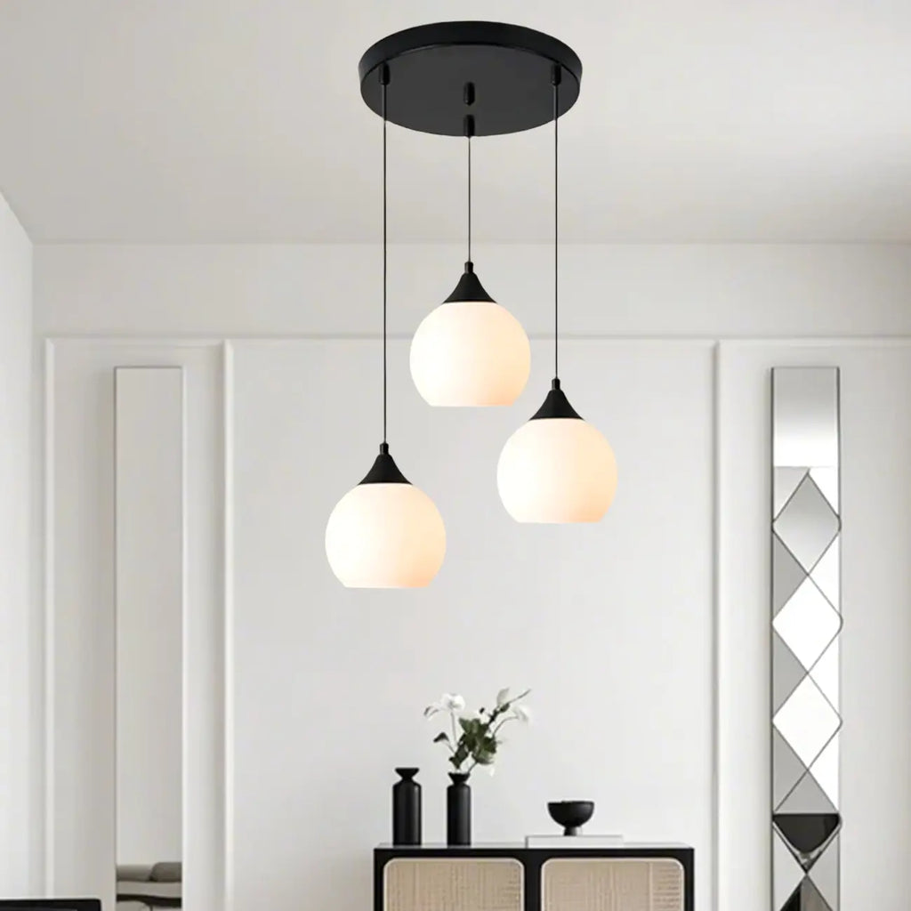 Suspension moderne à 3 lumières avec verre pour salle à manger
