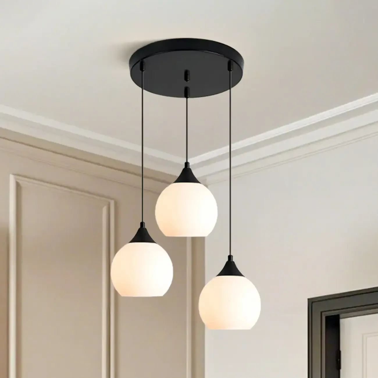 Suspension moderne à 3 lumières avec verre pour salle à manger
