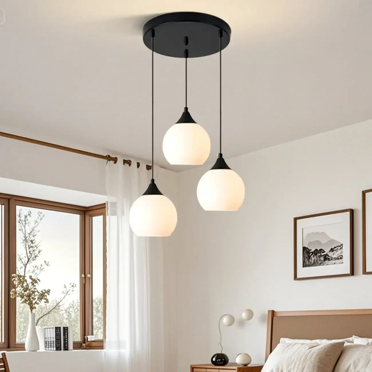 Suspension moderne à 3 lumières avec verre pour salle à manger