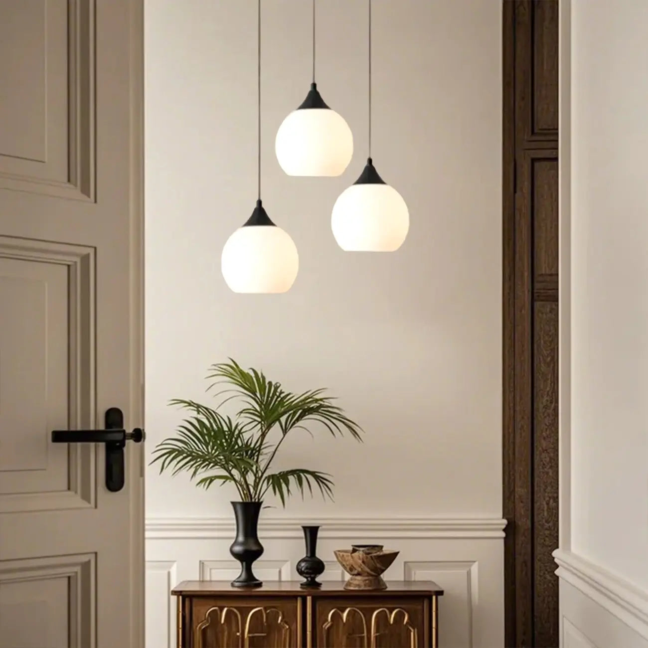 Suspension moderne à 3 lumières avec verre pour salle à manger