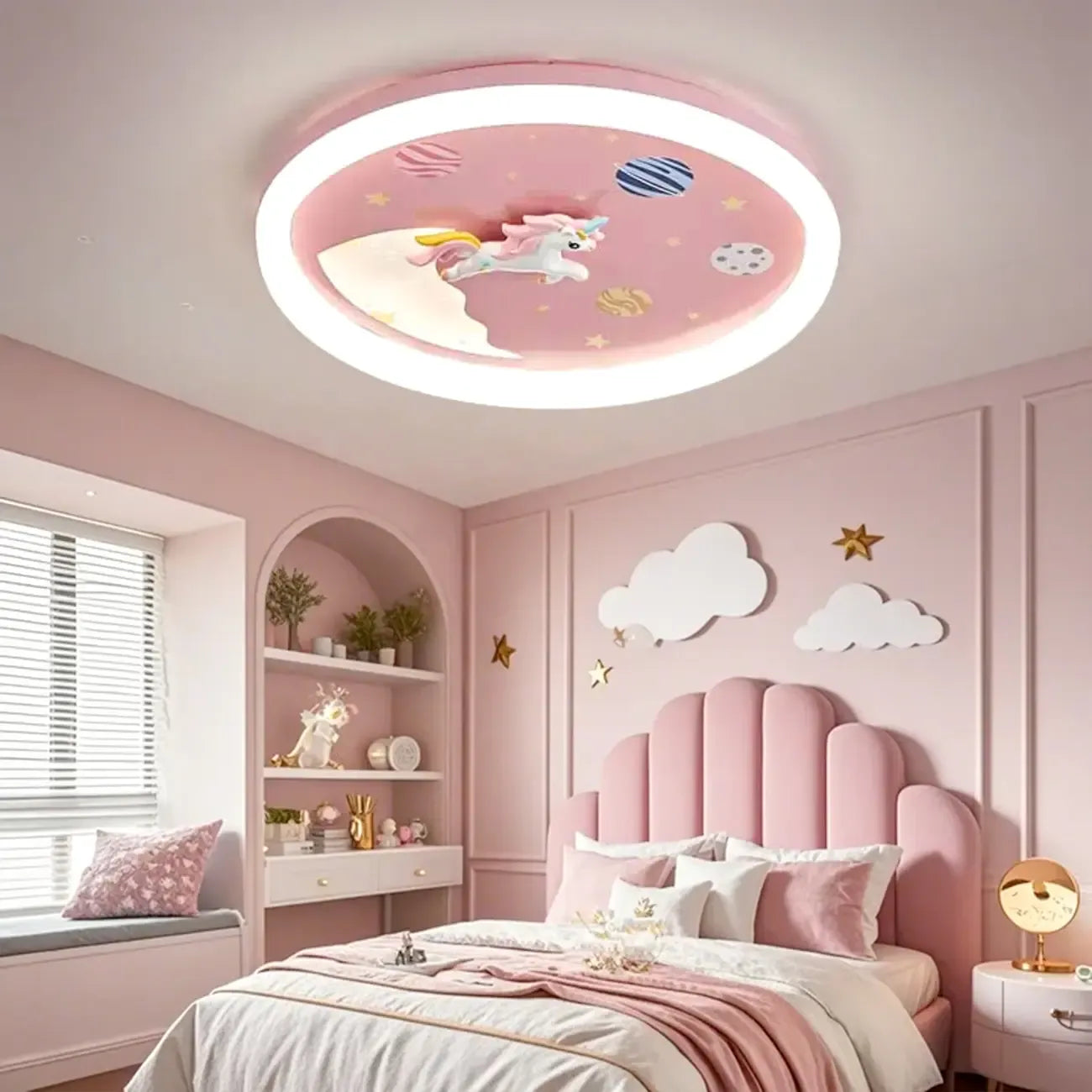 Plafonnier LED rose romantique pour la décoration de la chambre d'enfant