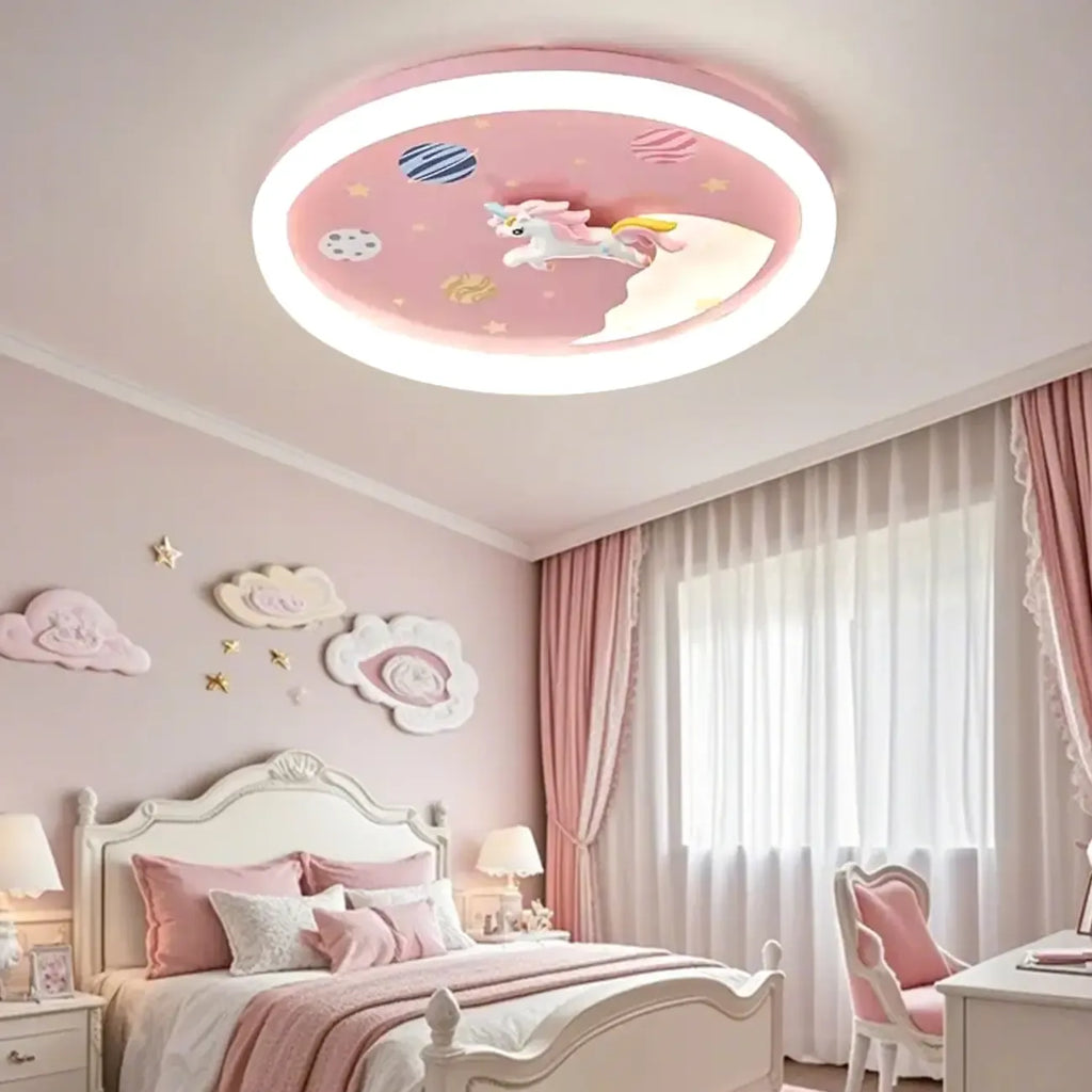 Plafonnier LED rose romantique pour la décoration de la chambre d'enfant