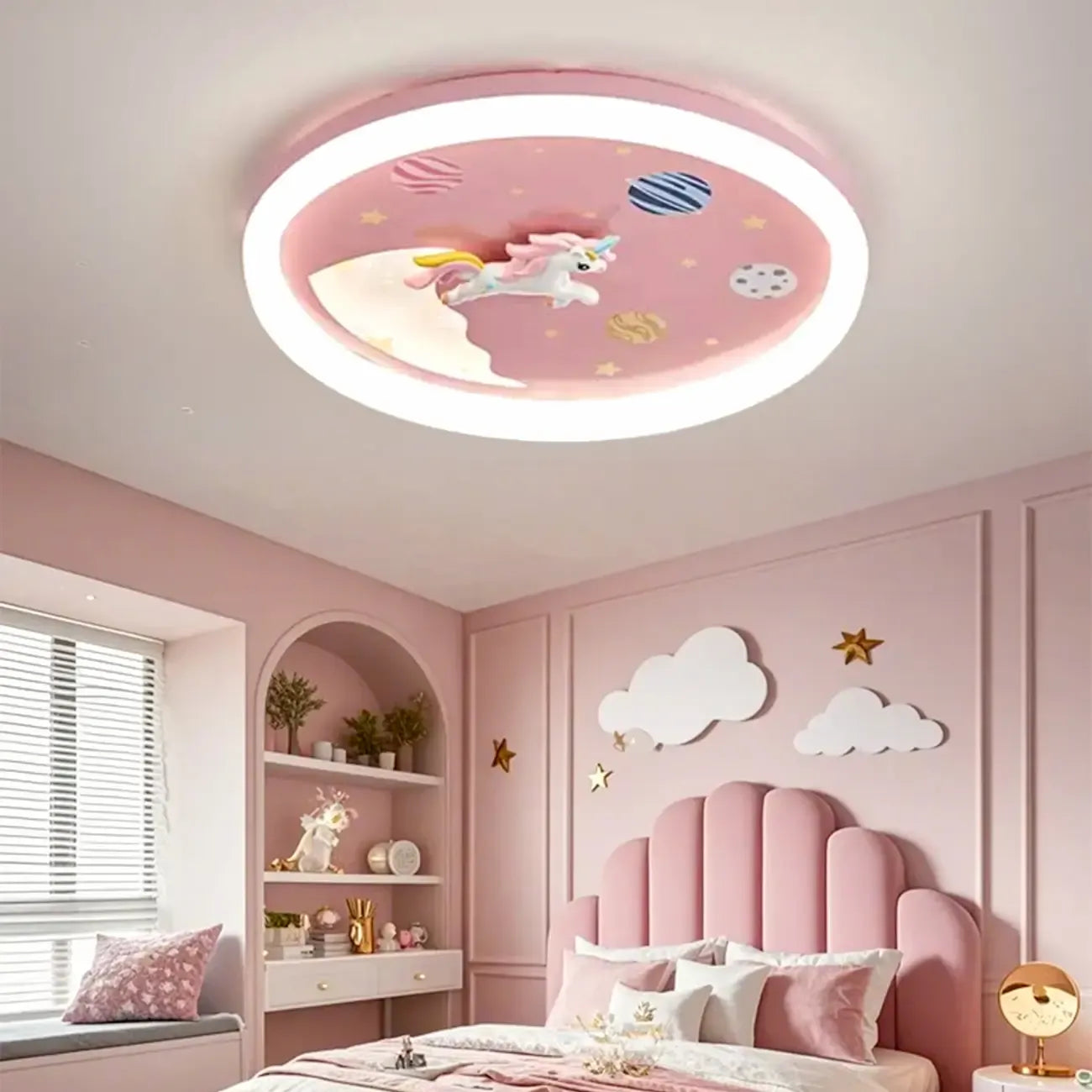 Plafonnier LED rose romantique pour la décoration de la chambre d'enfant
