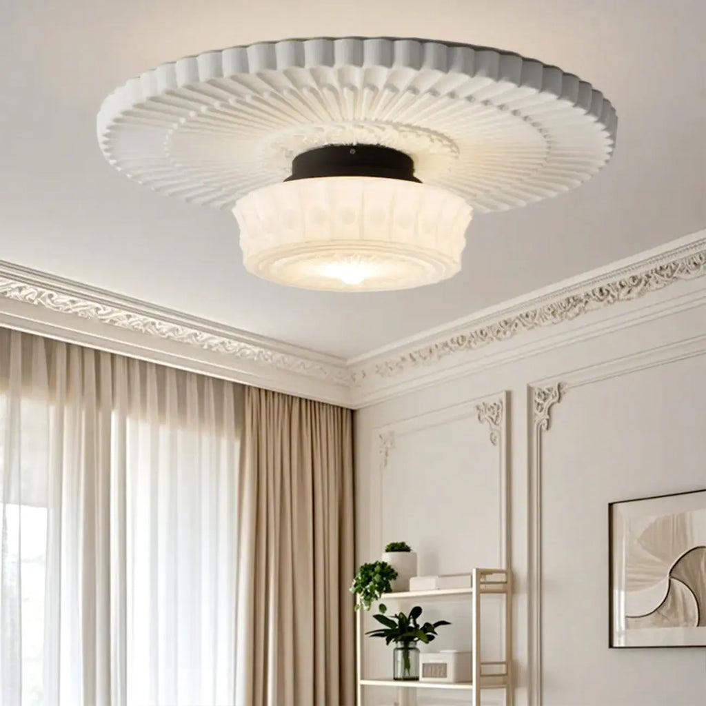 Mini plafonnier tambour ivoire pour salon