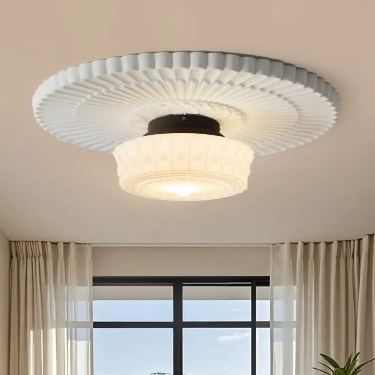 Mini plafonnier tambour ivoire pour salon