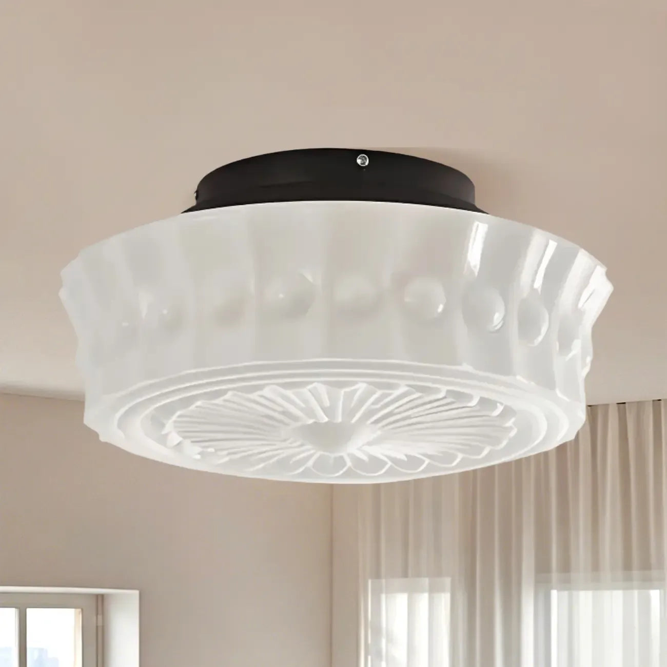 Mini plafonnier tambour ivoire pour salon