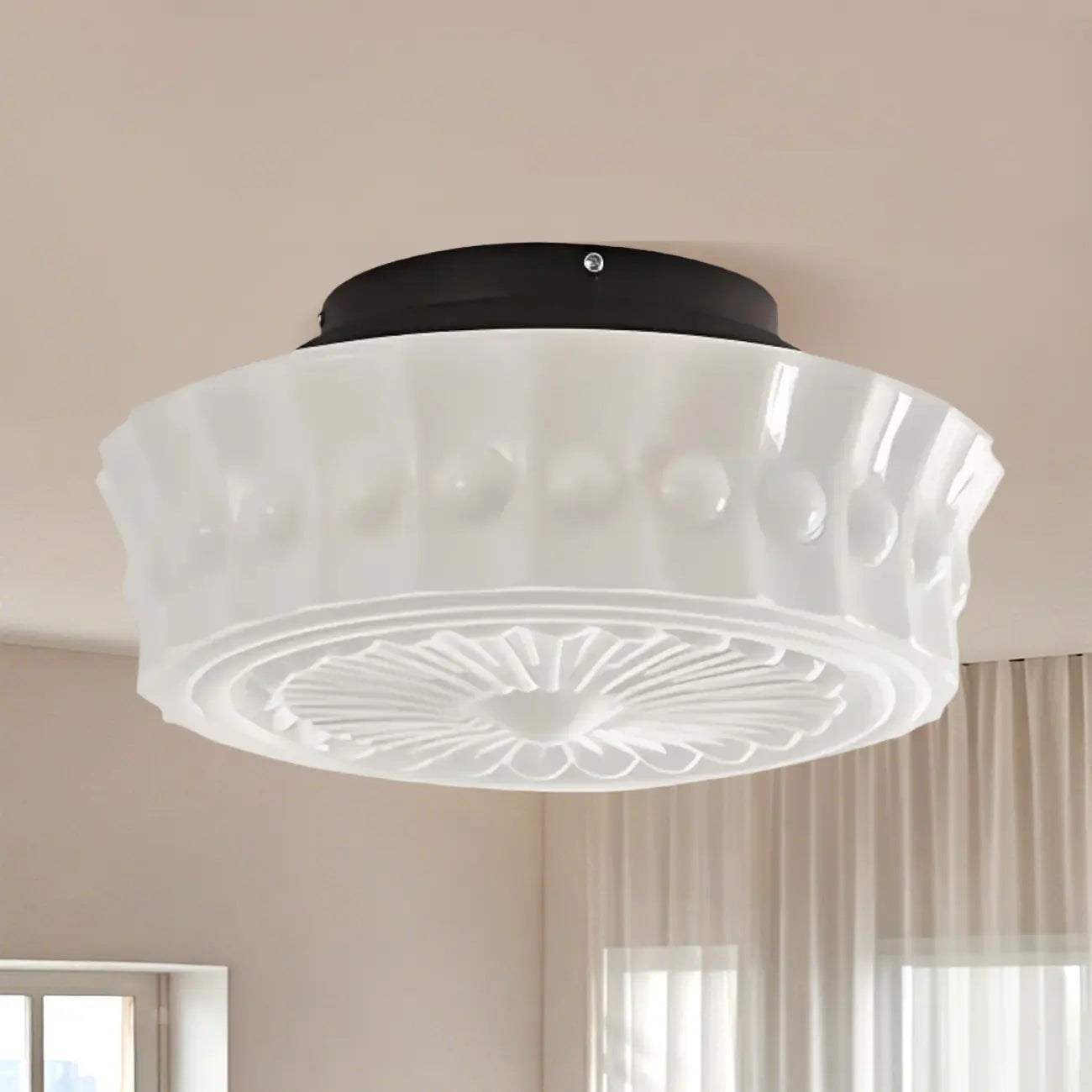 Mini plafonnier tambour ivoire pour salon