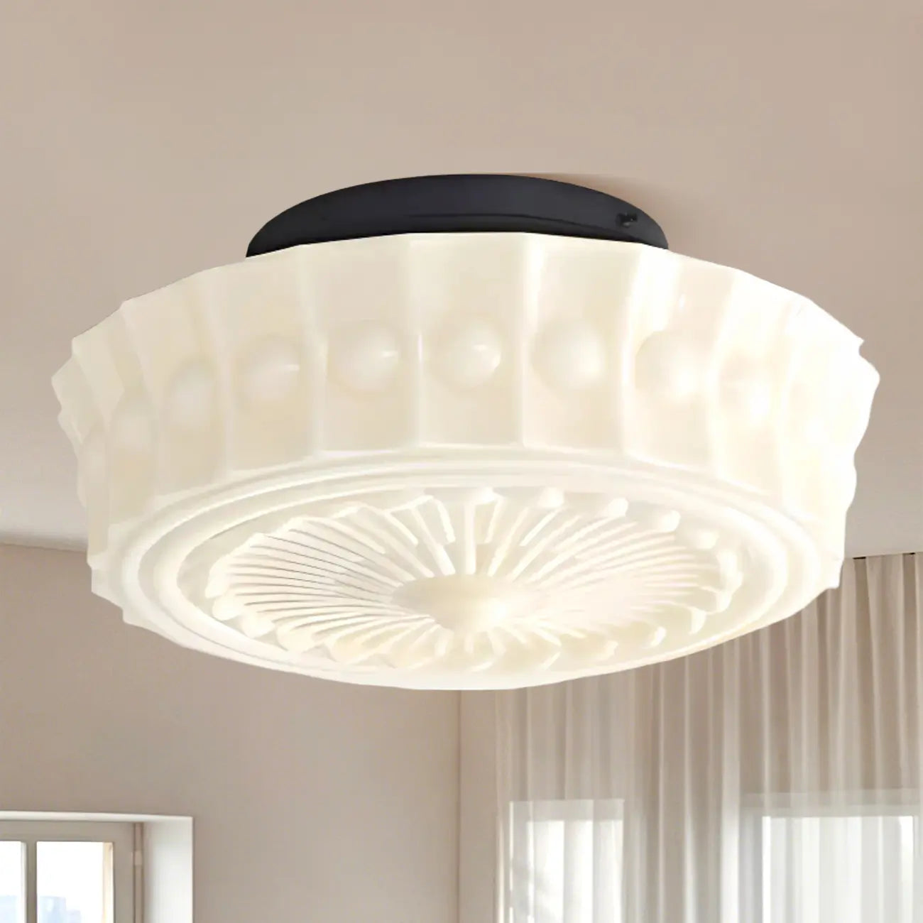 Mini plafonnier tambour ivoire pour salon