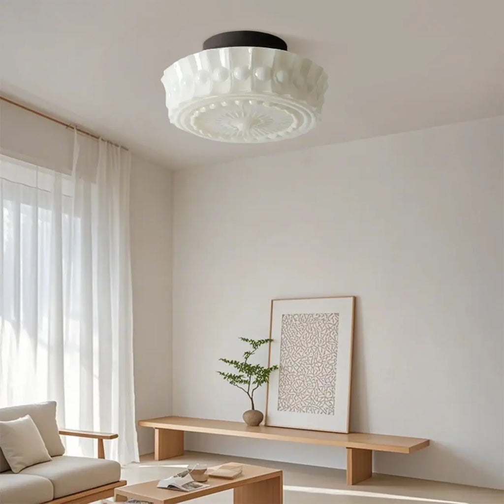 Mini plafonnier tambour ivoire pour salon
