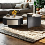 Élégante table basse ronde gigogne d'intérieur avec 2 tiroirs