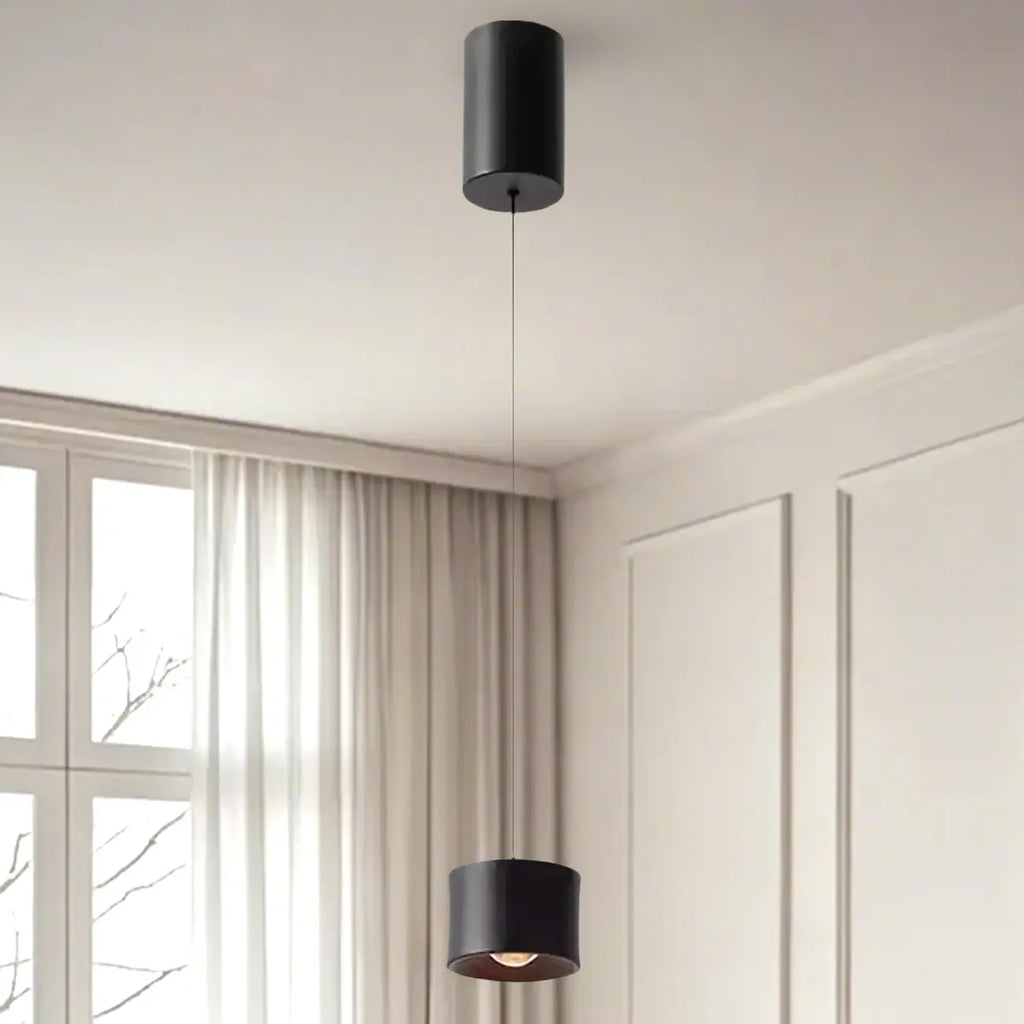 Lampe de chevet suspendue minimaliste noire à LED avec long câble réglable