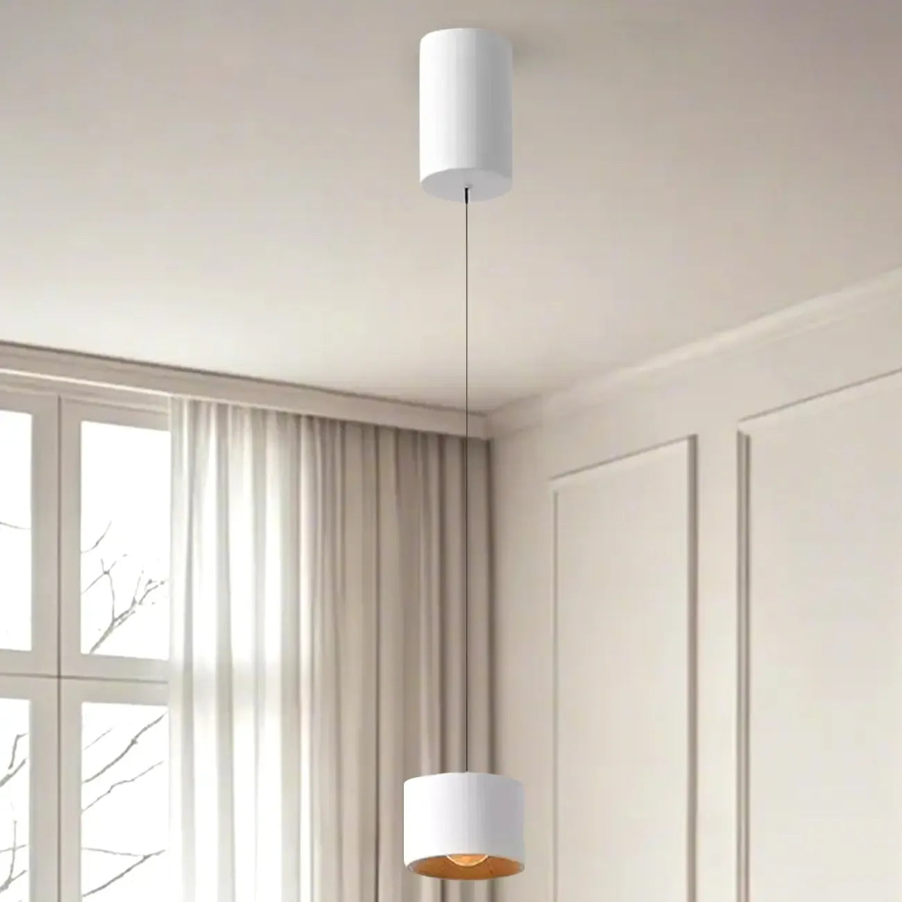 Lampe de chevet suspendue minimaliste noire à LED avec long câble réglable